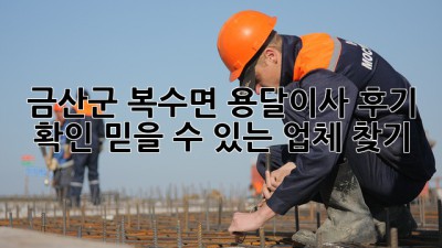 금산군 복수면 용달이사 후기 확인: 믿을 수 있는 업체 찾기